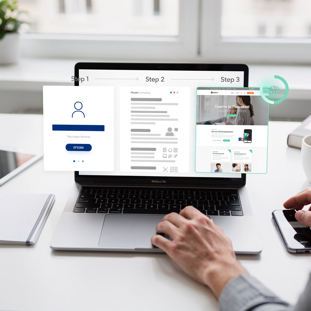 WebZum 3-step resume to portfolio website builder process flow diagram