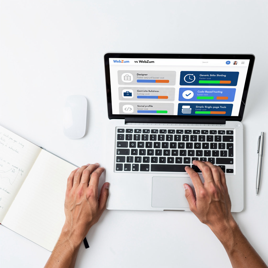 WebZum comparison showing resume to portfolio transformation faster than hiring a designer or using templates